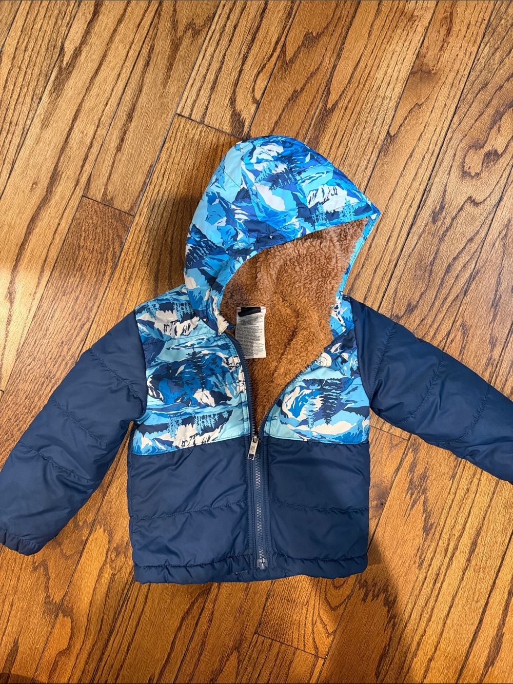 Kids reversible Hooded Puffer Jacket with Sherpa Lining